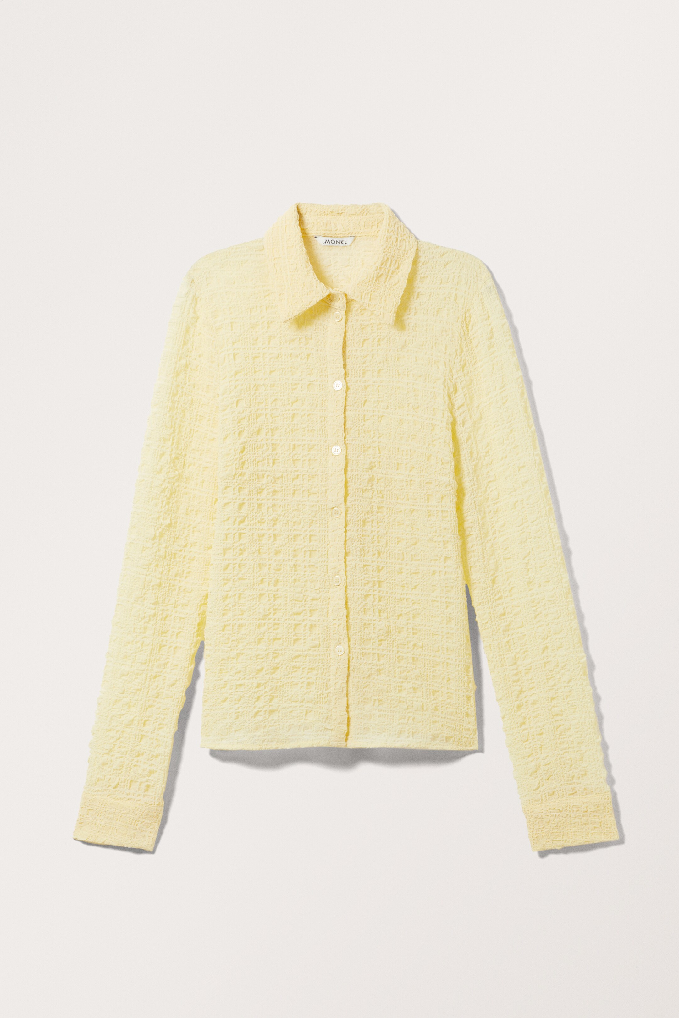 Grotere afbeelding bekijken: Doorschijnend nauwsluitend overhemd met lange mouw - Licht vaal geel - DAMES | H&M NL 1