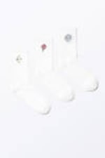 Weiß - bestickt - 3er-Pack bestickte Socken - 0