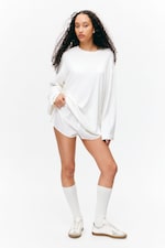 White - Soft Oversized Long-Sleeved Top - 0