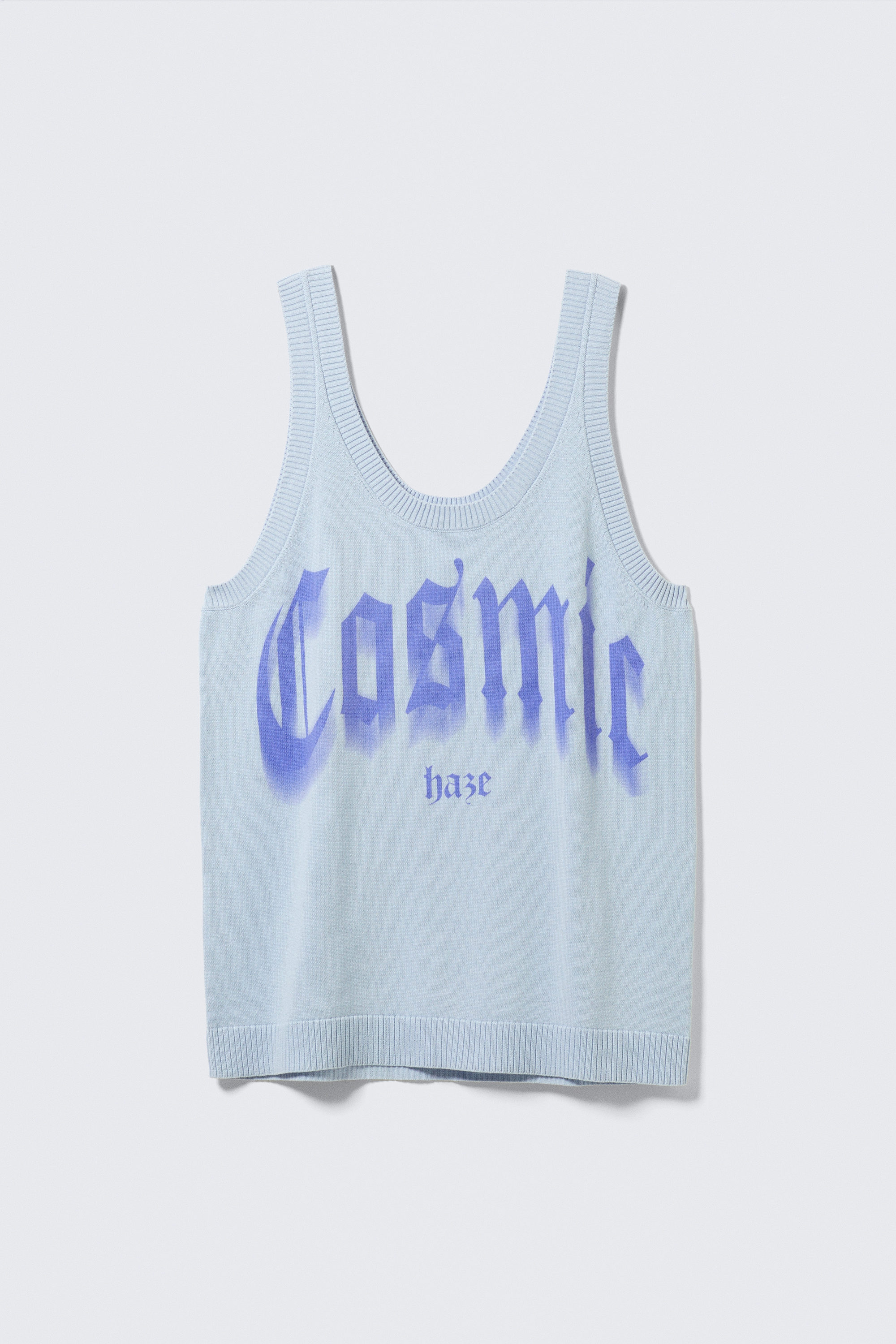 Light Blue - Cosmic Haze - Knitted Graphic Tank Dress - 4