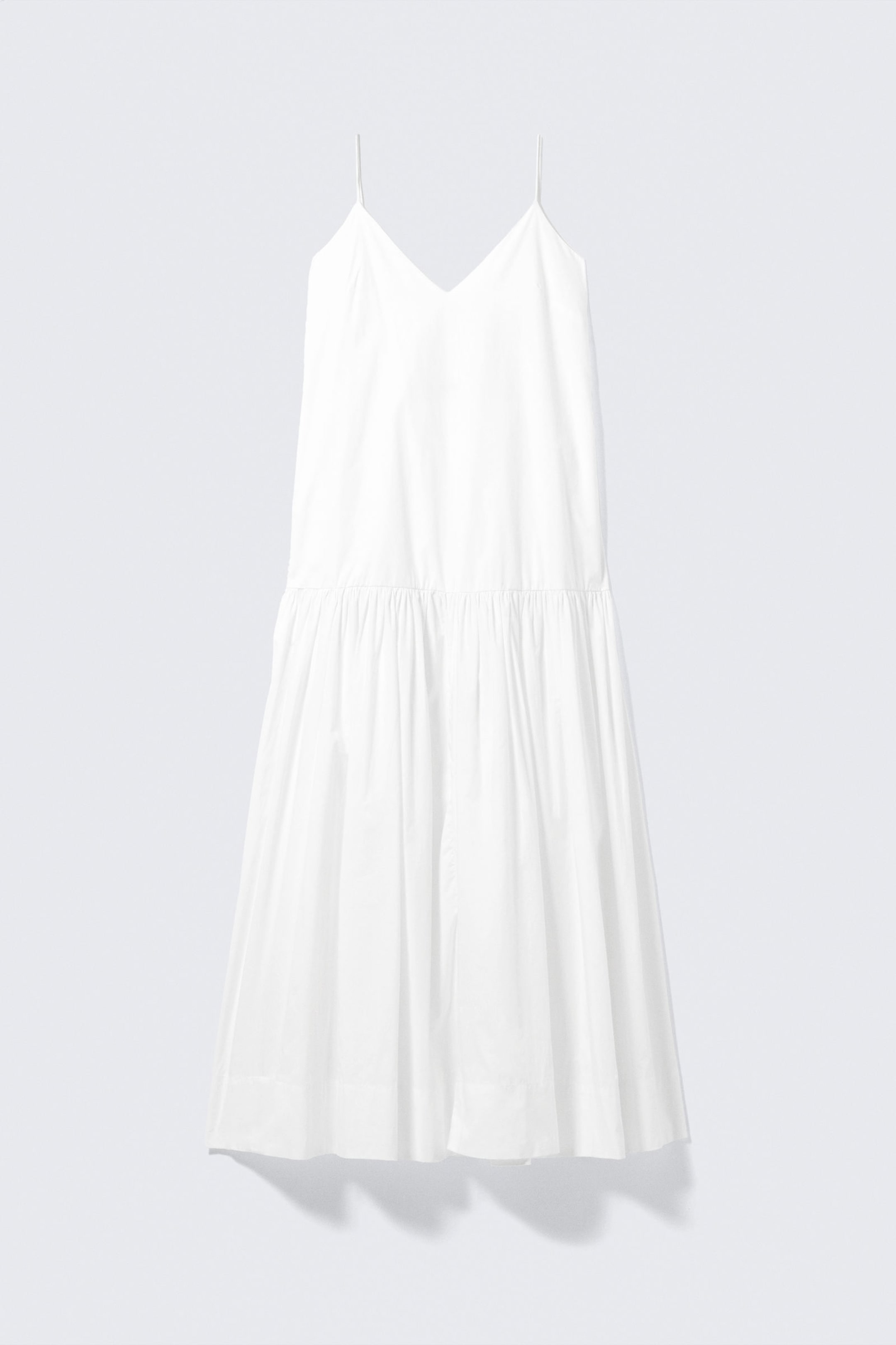 White - Tiered Cotton Poplin Maxi Dress - 4