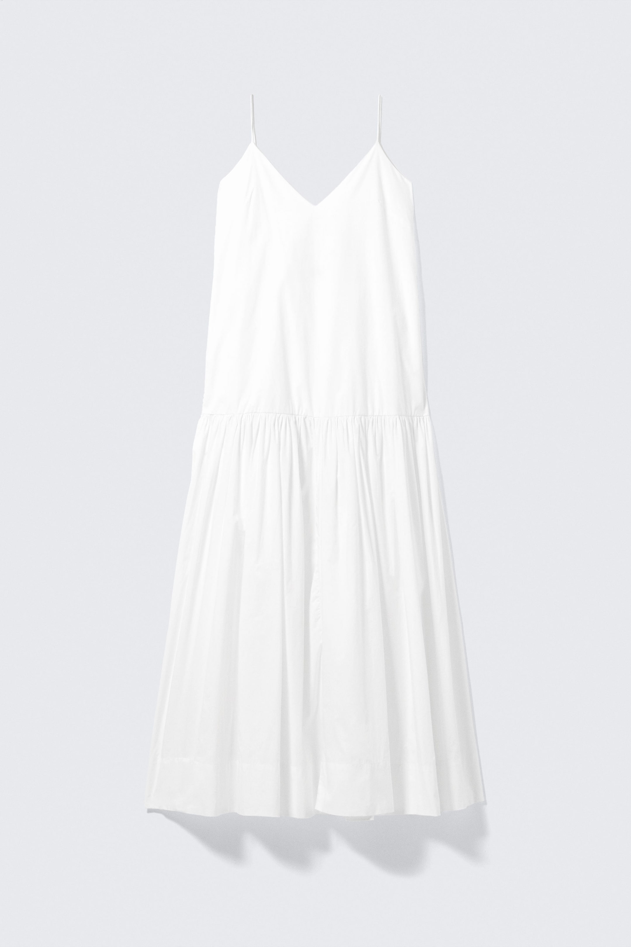 Weiß - Abgestuftes Maxikleid aus Baumwollpopeline - 4