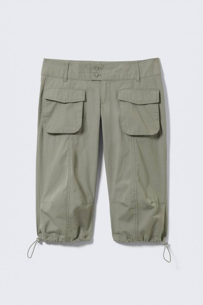 Pantalón capri de tiro ultrabajo con bolsillos - Verde caqui/Gris oscuro - 1