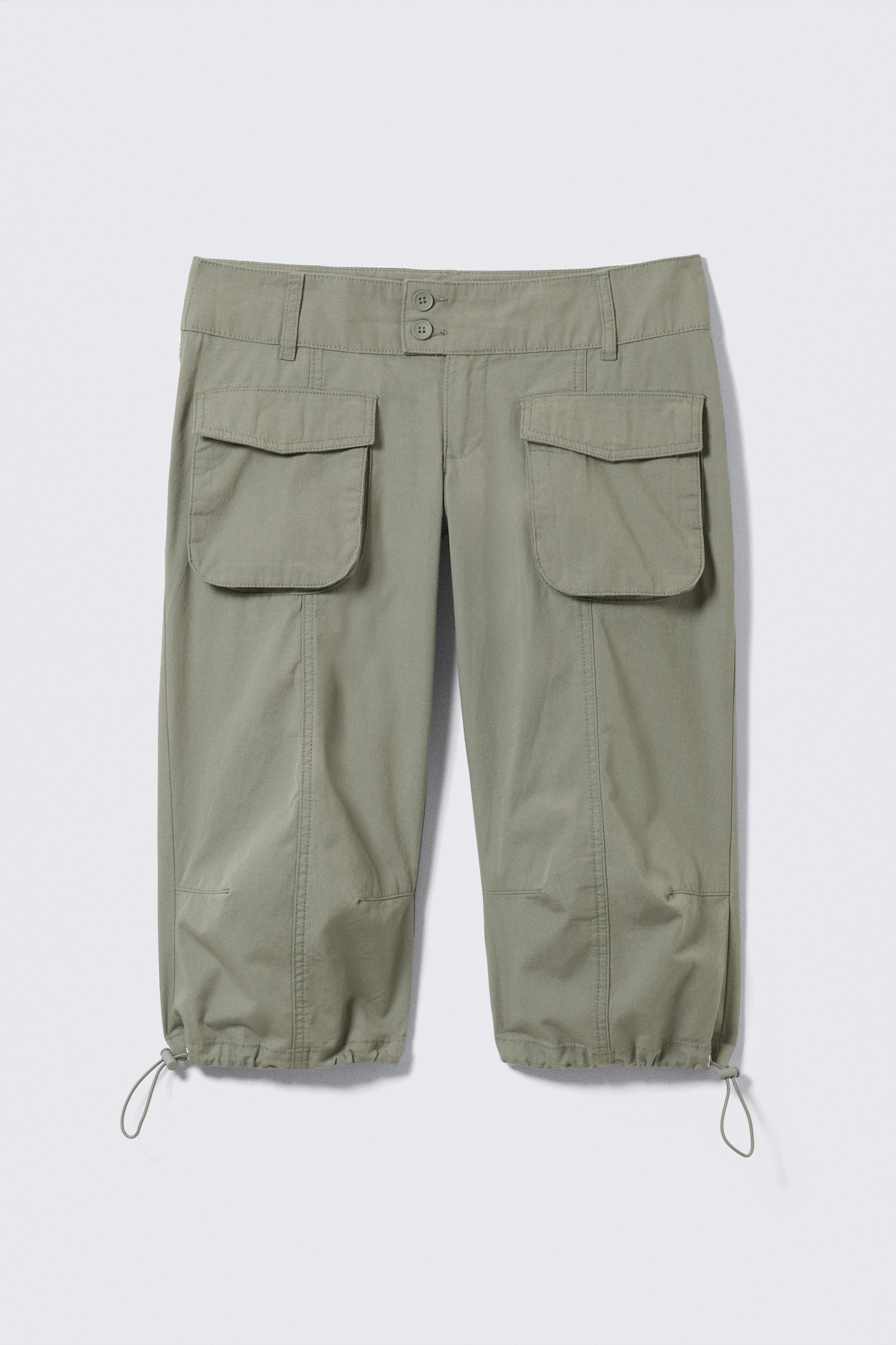 Cargo-Capri-Hose mit ultraniedrigem Bund - Khakigrün/Dunkelgrau