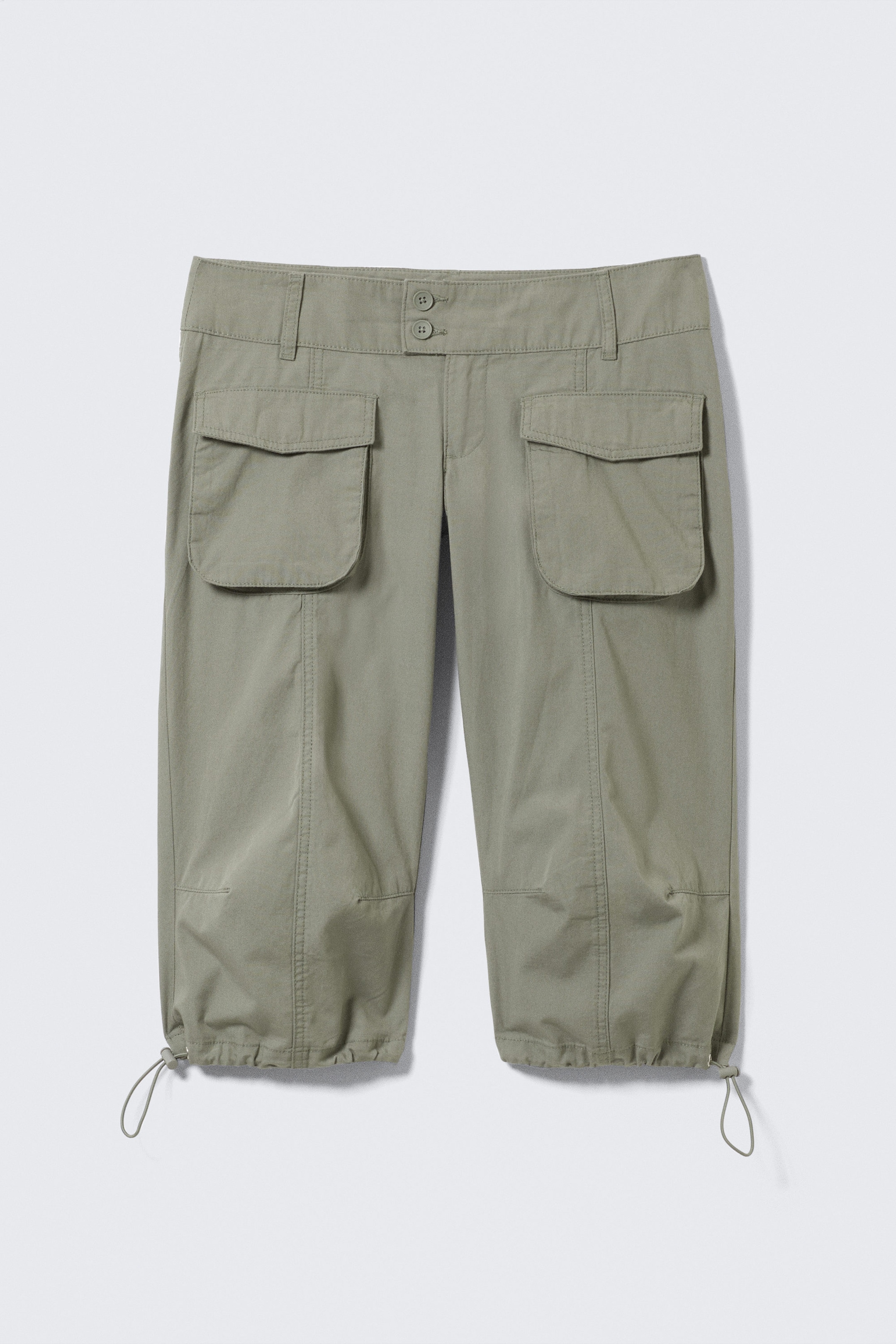 Khakigrün - Cargo-Capri-Hose mit ultraniedrigem Bund - 1