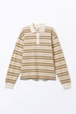 Striped Beige - Long Sleeve Rugby Polo Top - 4
