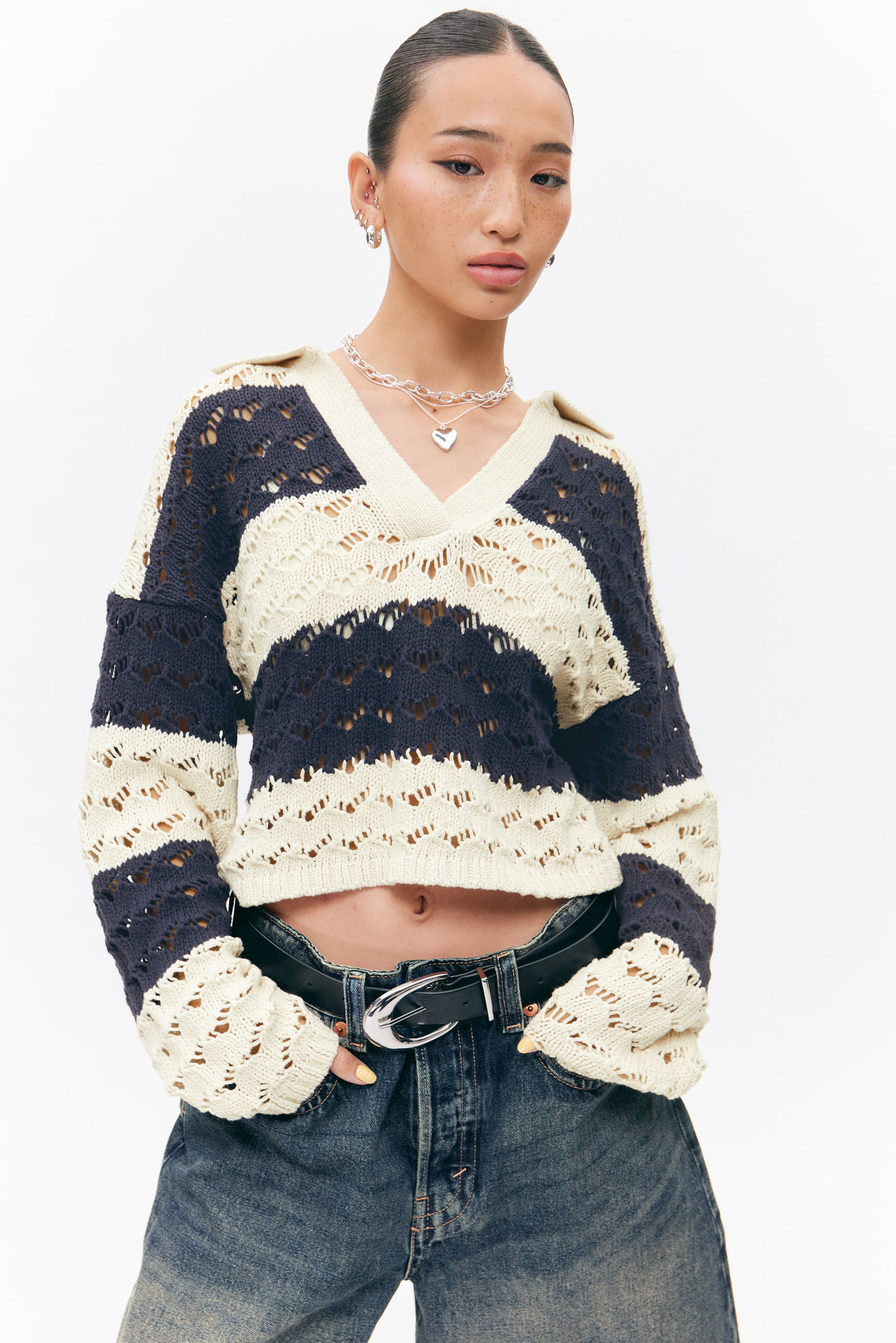 #EEEDE1 - Loose Open-Knit Sweater - 1