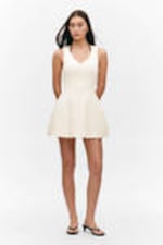 White - V-Neck Fit-and-Flare Tank Dress - 0