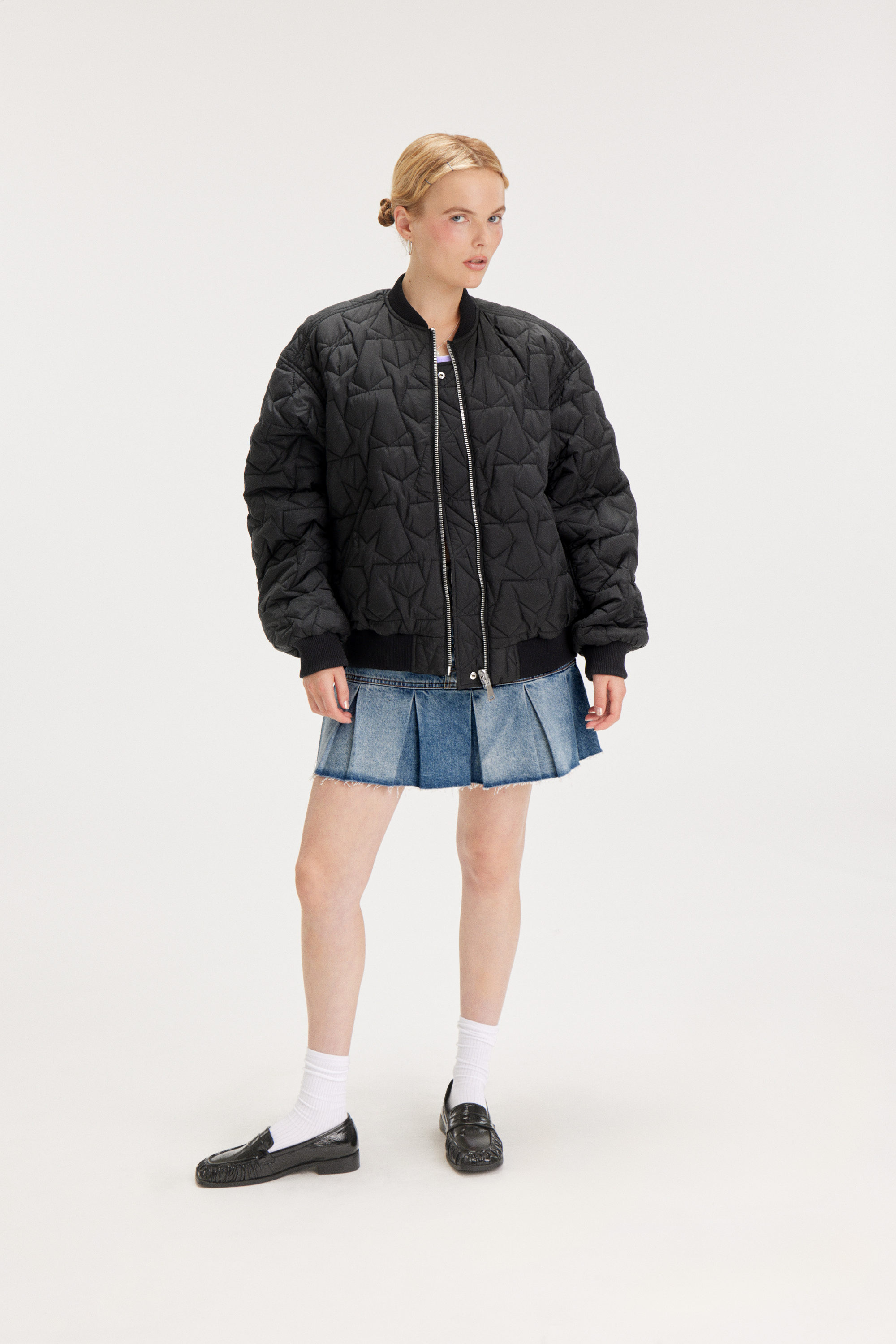 Leopard/Black - Loose Reversible Bomber Jacket - 3