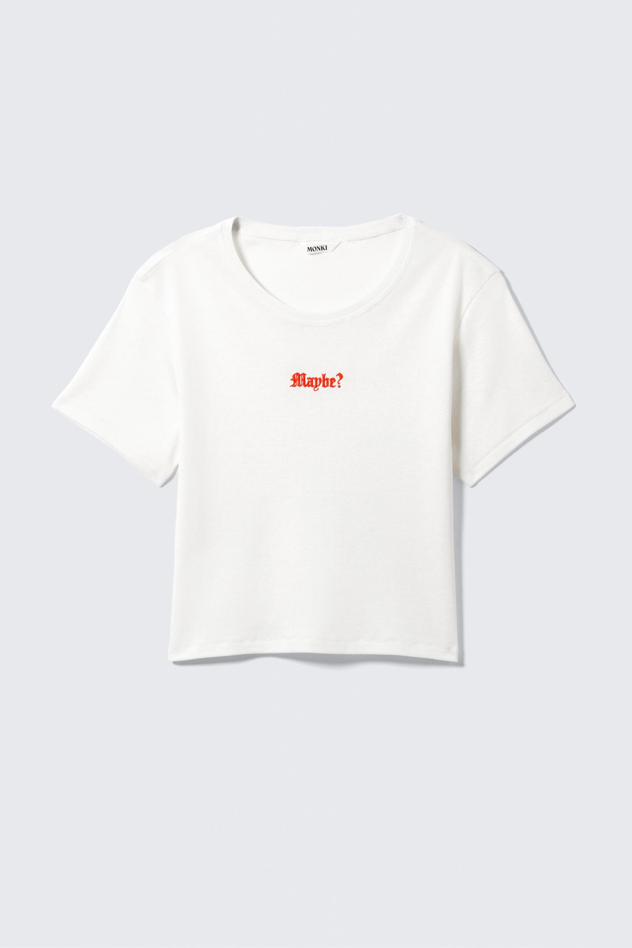 White - Maybe? - Cropped Printed Cotton T-Shirt - 4