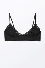 Black - Soft Pull-over Scoop Neck Bra - 1
