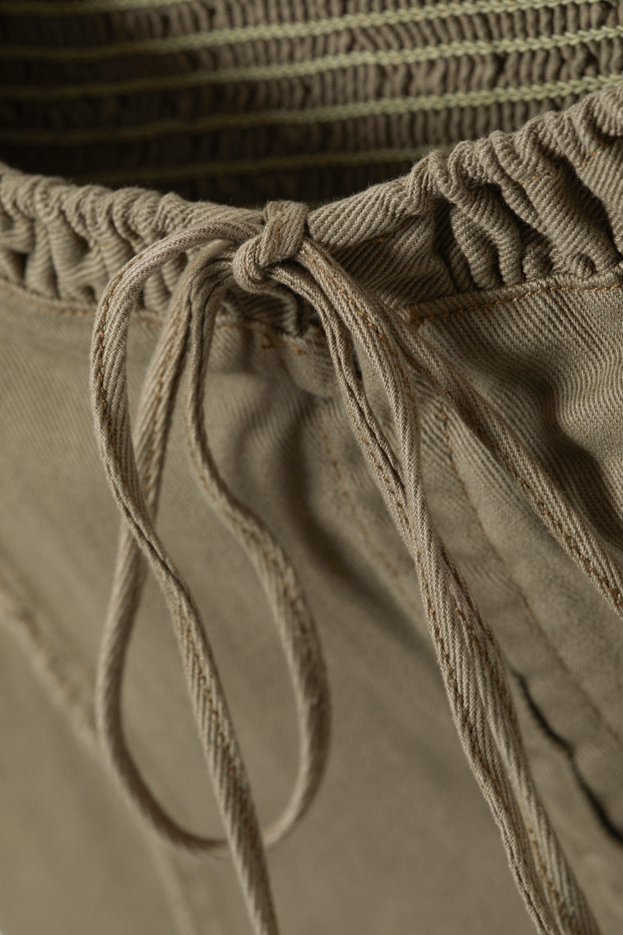 Khaki Green - Frill-Trim Twill Corset Top - 5