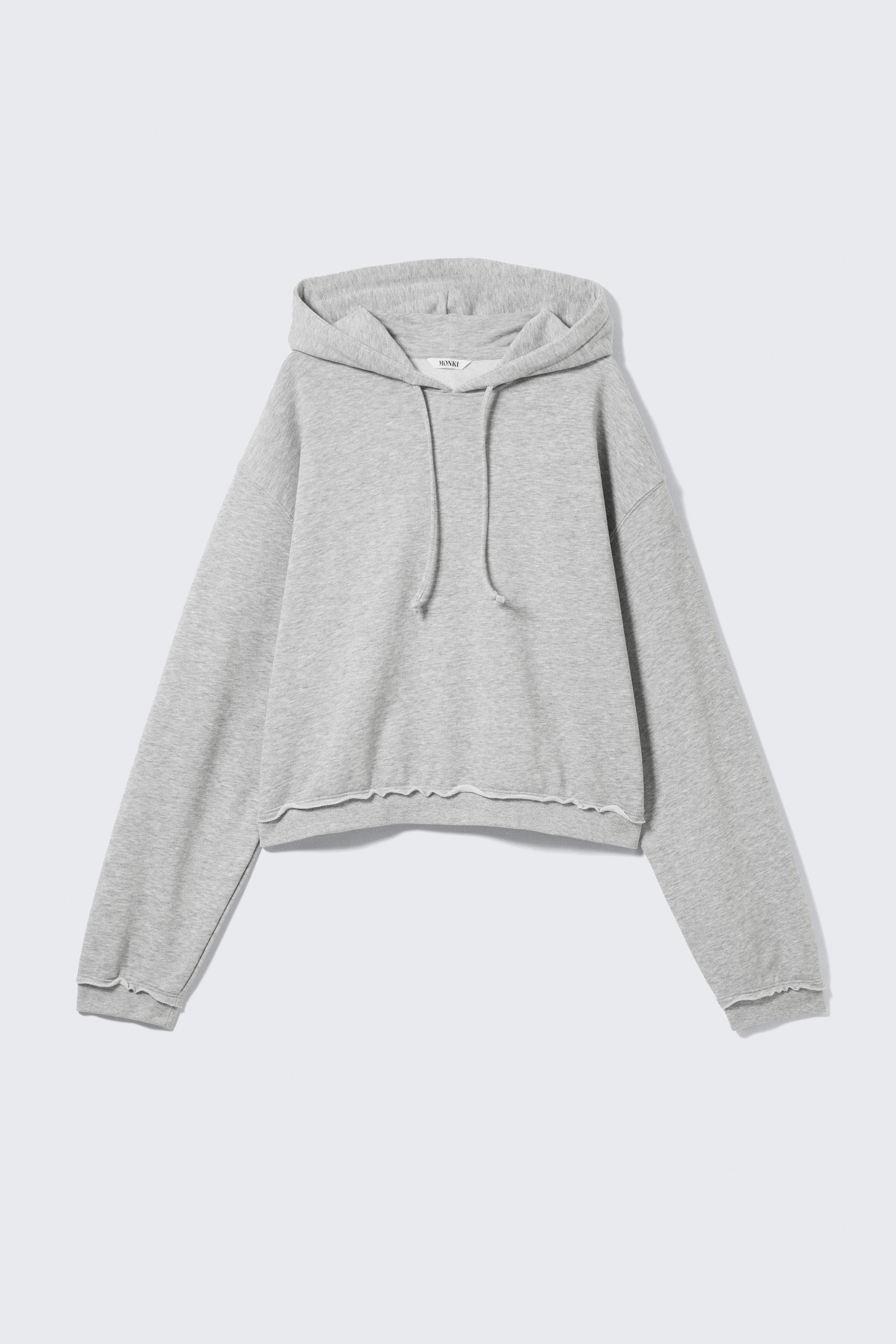 Cropped Terry Pyjama Hoodie - Grey Melange/Dusty Blue