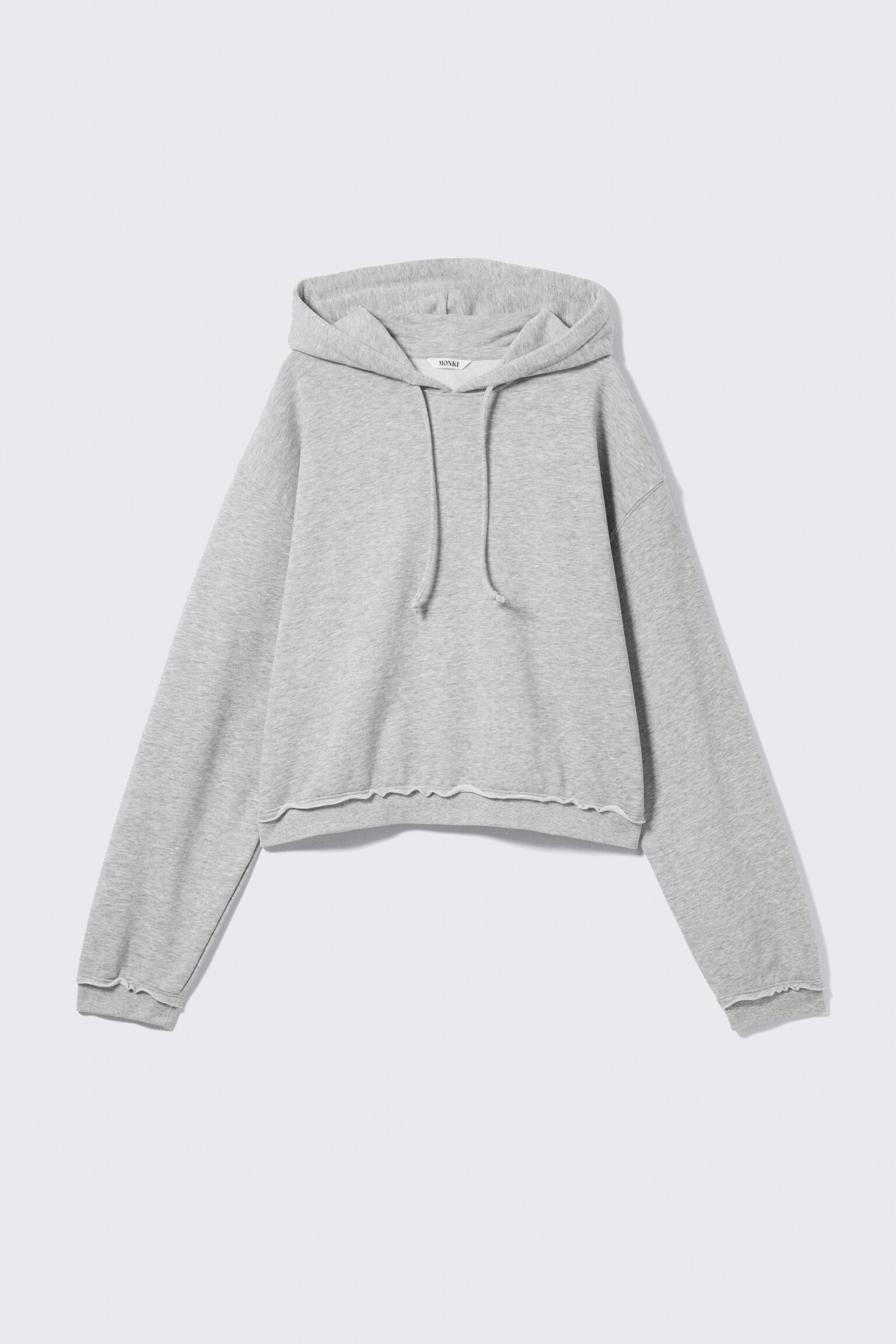 Cropped Terry Pyjama Hoodie - Grey Melange/Dusty Blue - 2