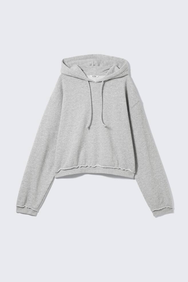 Sudadera de pijama cropped de felpa con capucha - Gris jaspeado/Azul claro empolvado - 1