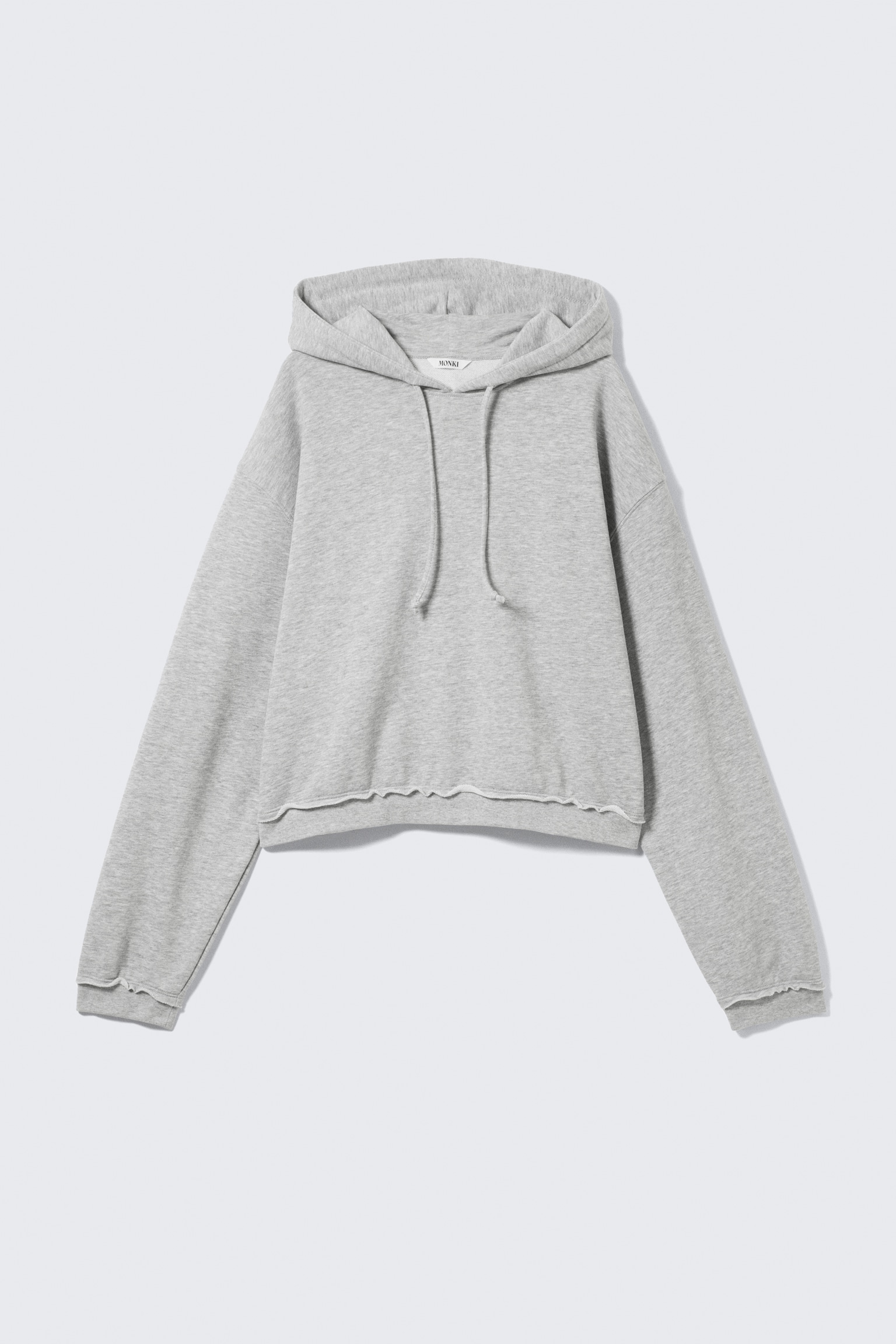 Cropped Terry Pyjama Hoodie - Grey Melange/Dusty Blue - 2