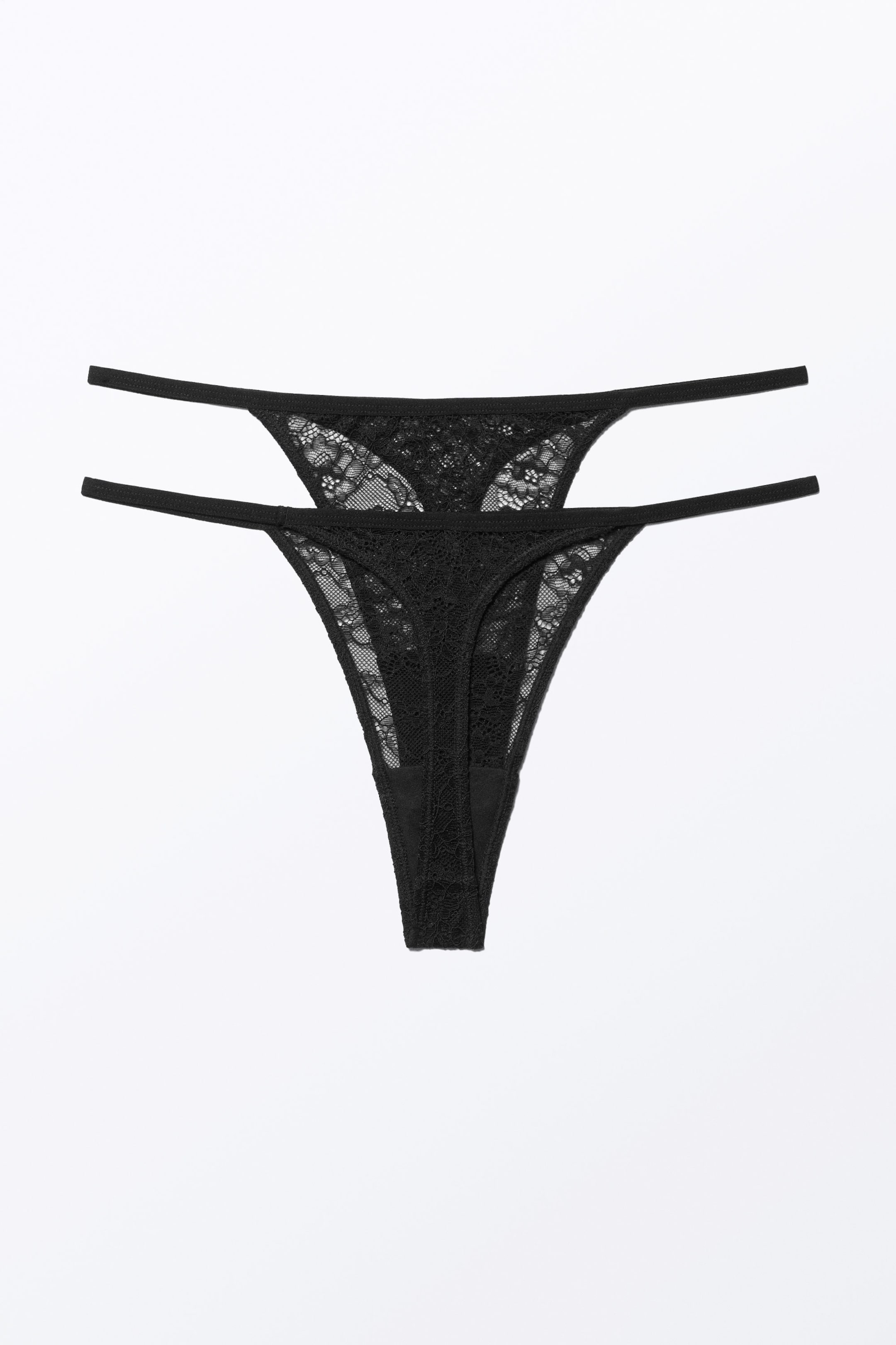 Black - 2-pack Lacey Lace Thongs - 2