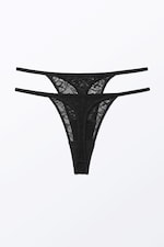 Black - 2-pack Lacey Lace Thongs - 1