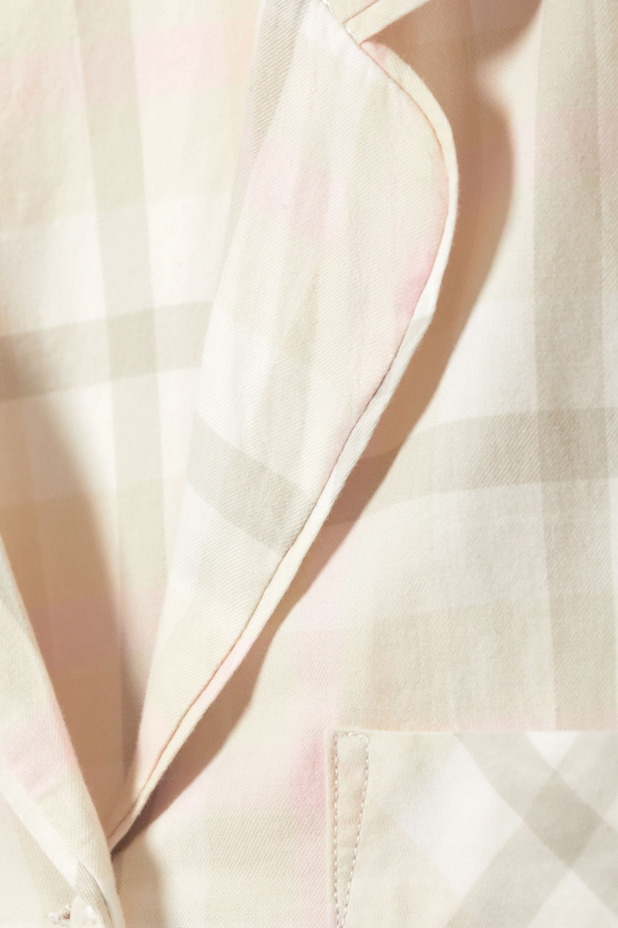 Light Beige Check - Soft Long-Sleeved Flannel Shirt - 4