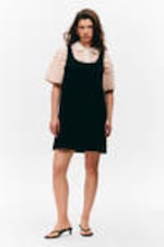 Black - Mini Pinafore Dress - 0