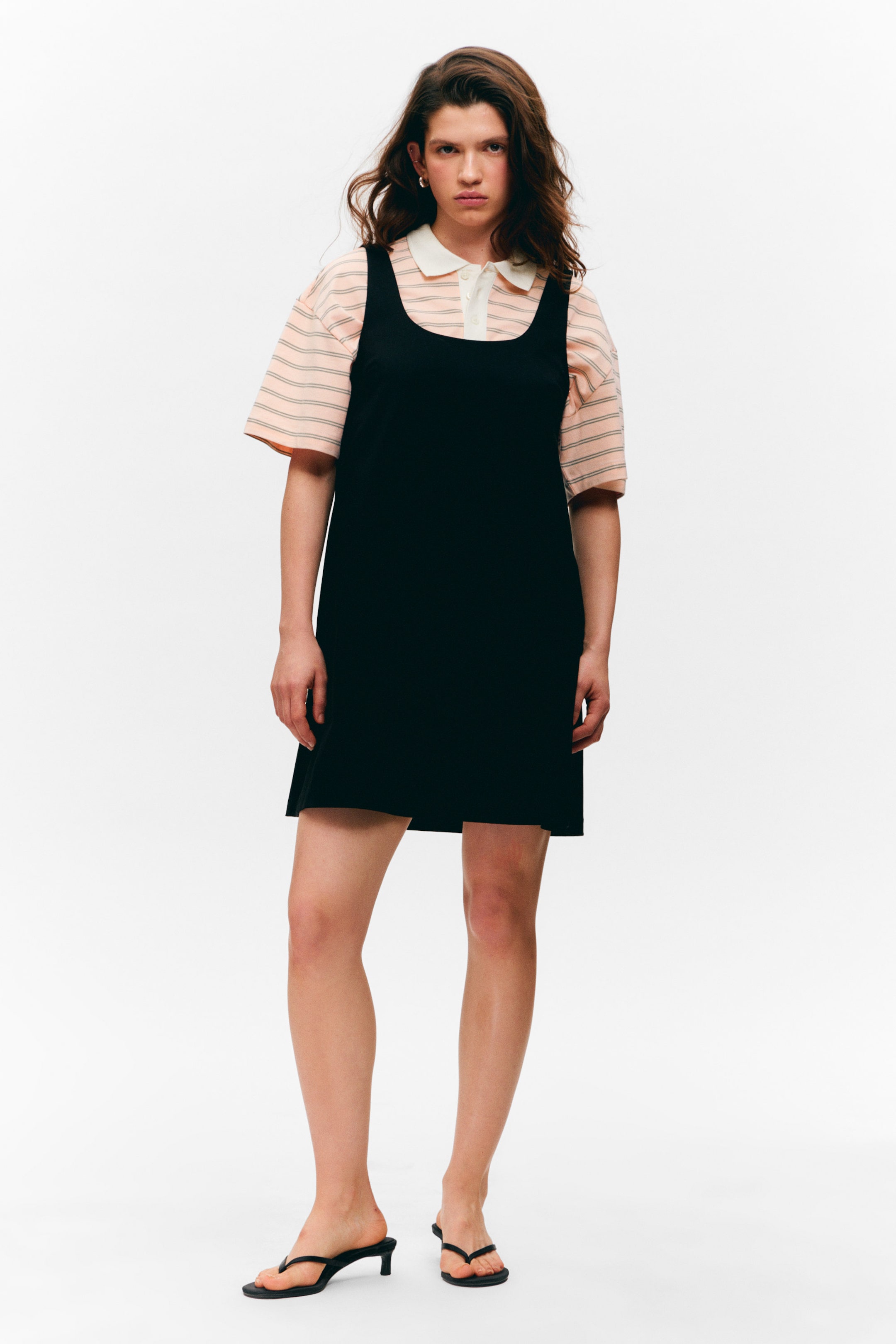 Black - Mini Pinafore Dress - 0