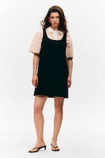 Black - Mini Pinafore Dress - 0