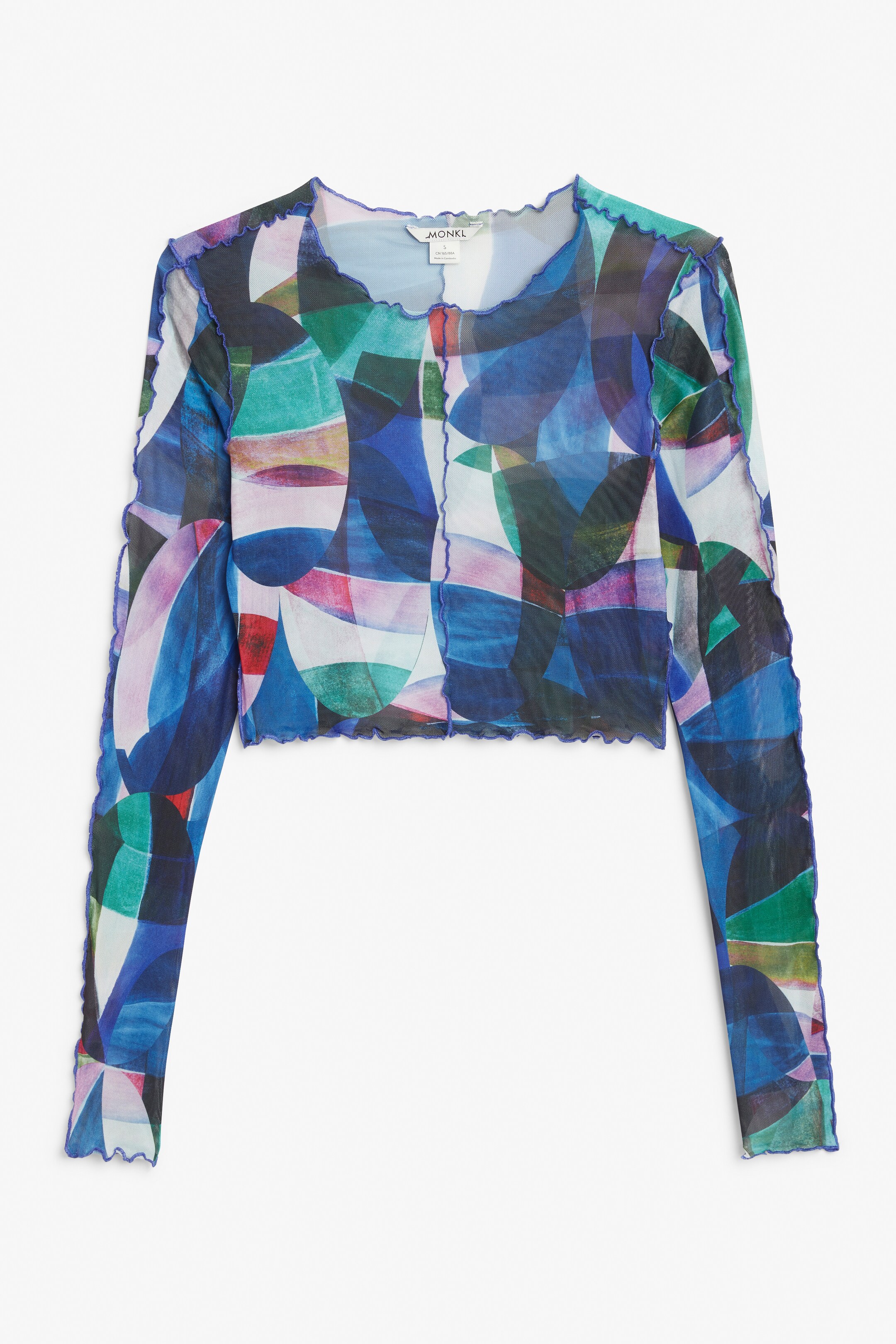 Grösseres Bild ansehen: Mesh-Oberteil mit Overlock-Nahtdetails - Bunte Grafik - DAMEN | H&M CH 1