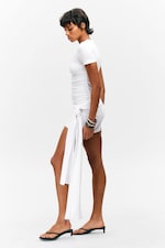 White - Draped Tie-Front Mini Dress - 2