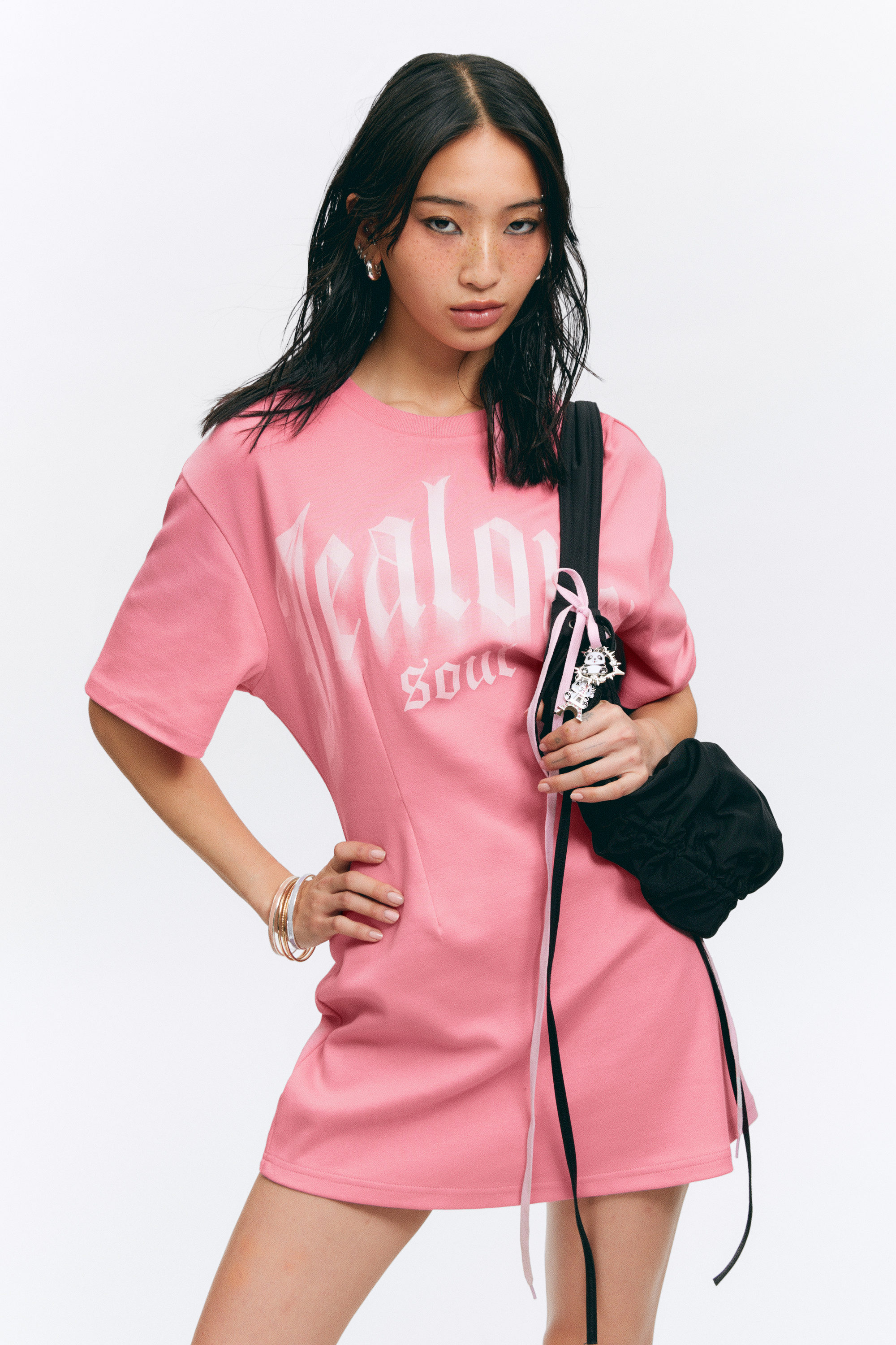 structured mini t-shirt dress - Pink - Jealous Soul | Monki WW