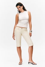 Dusty White - Ultra Low Rise Capri Trousers - 0