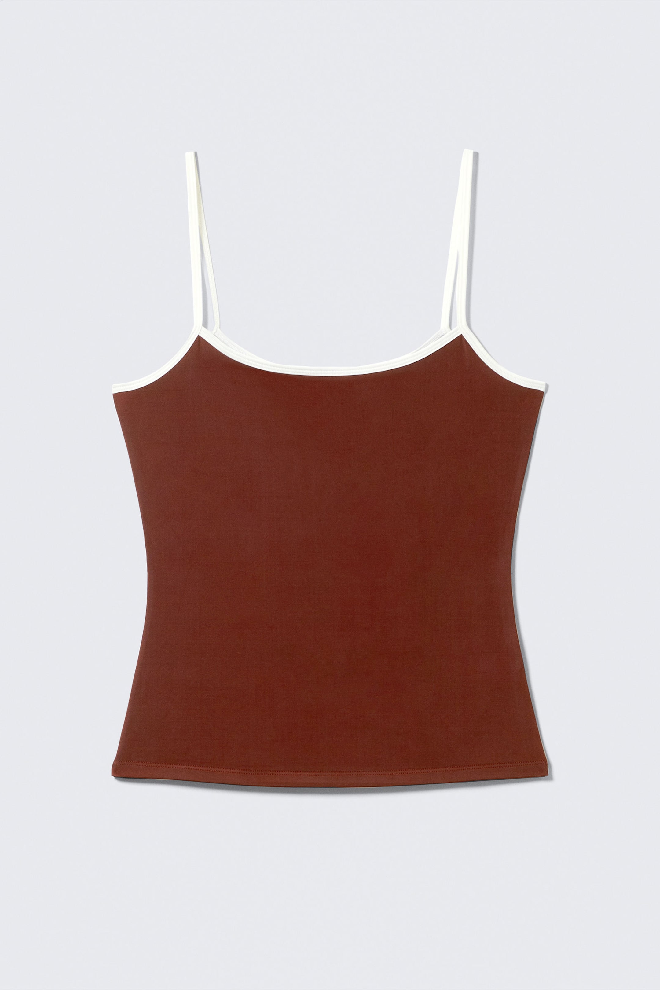 Burgunderrot & Weiß - Schmales Träger-Tanktop - 3