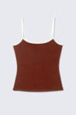 Burgunderrot & Weiß - Schmales Träger-Tanktop - 3