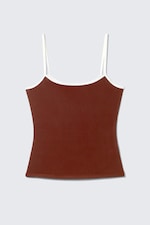 Burgundy & White - Slim Strappy Tank Top - 3