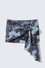 Blue Scarf Print - Low Rise Printed Wrap Skirt - 3