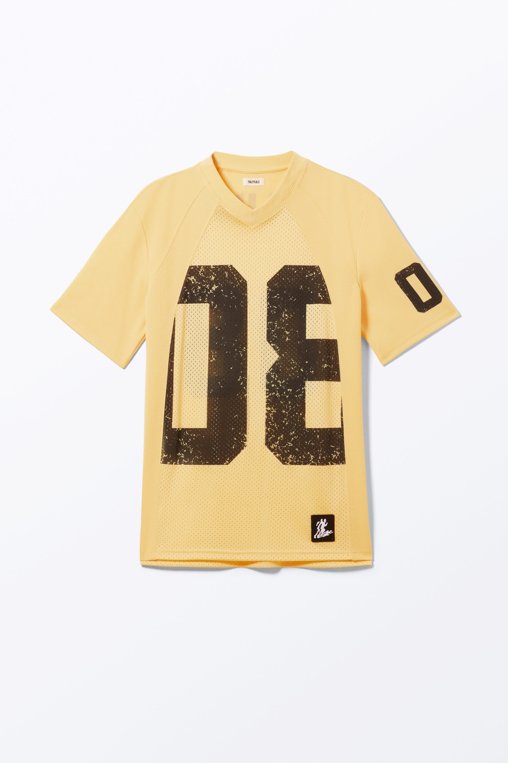 Light Yellow & Brown - Sporty Mini T-shirt Dress - 2