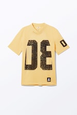 Light Yellow & Brown - Sporty Mini T-shirt Dress - 1