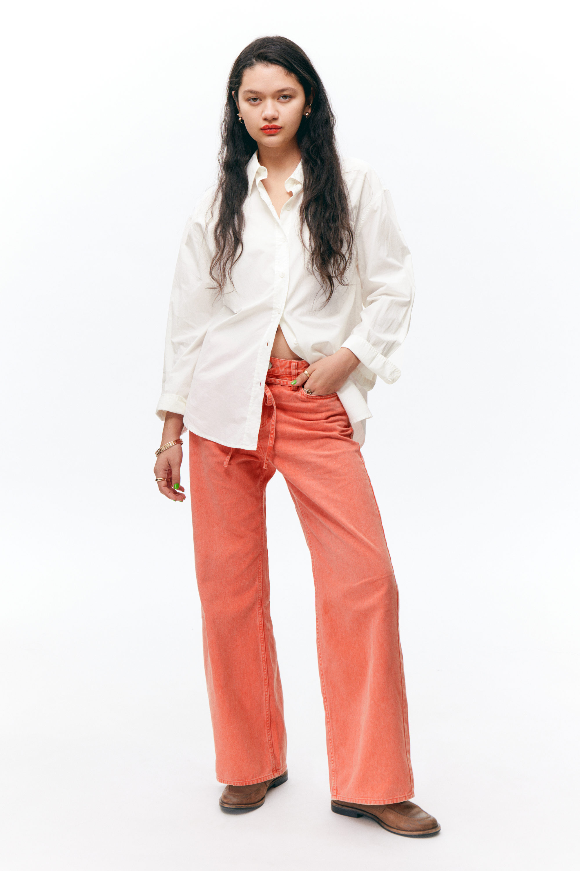 White - Long-Sleeved Oversized Poplin Shirt - 2