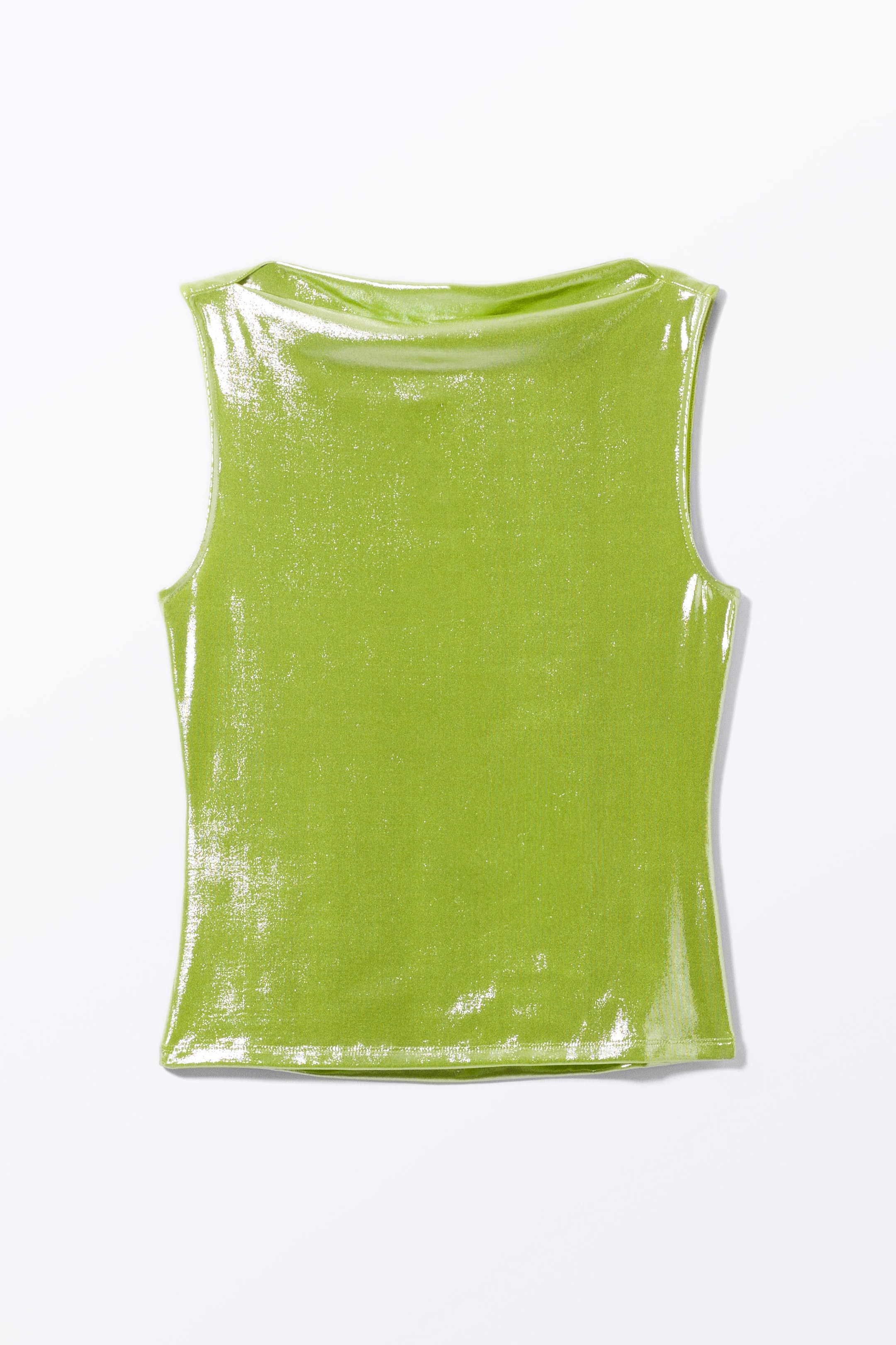 Shiny Green - Super soft sleeveless boatneck top - 0