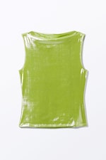Shiny Green - Super soft sleeveless boatneck top - 0