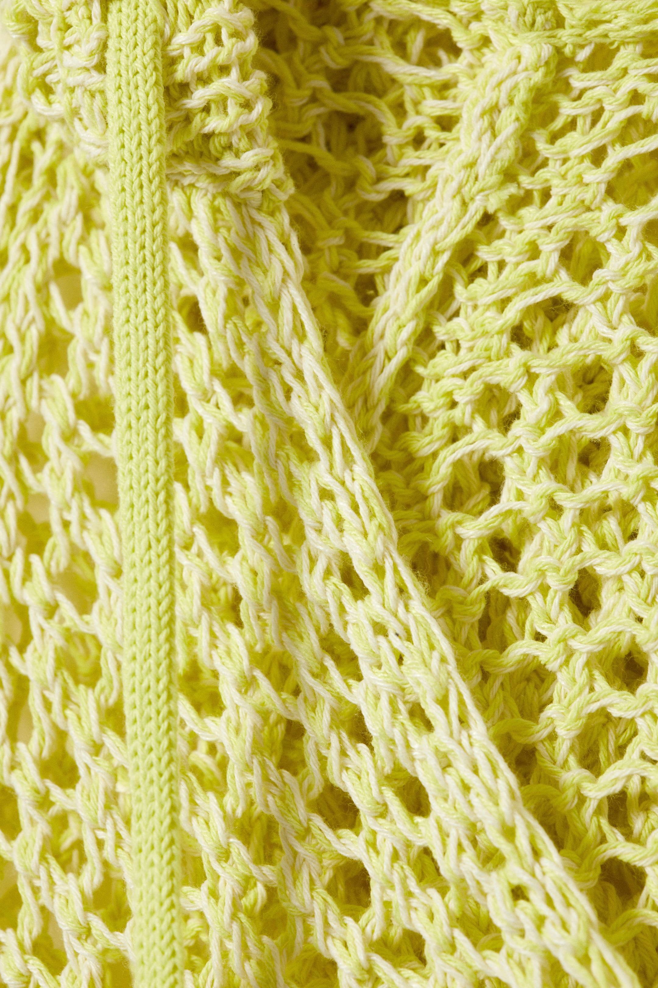 Light Yellow - Open-knit Hooded Sweater - 5