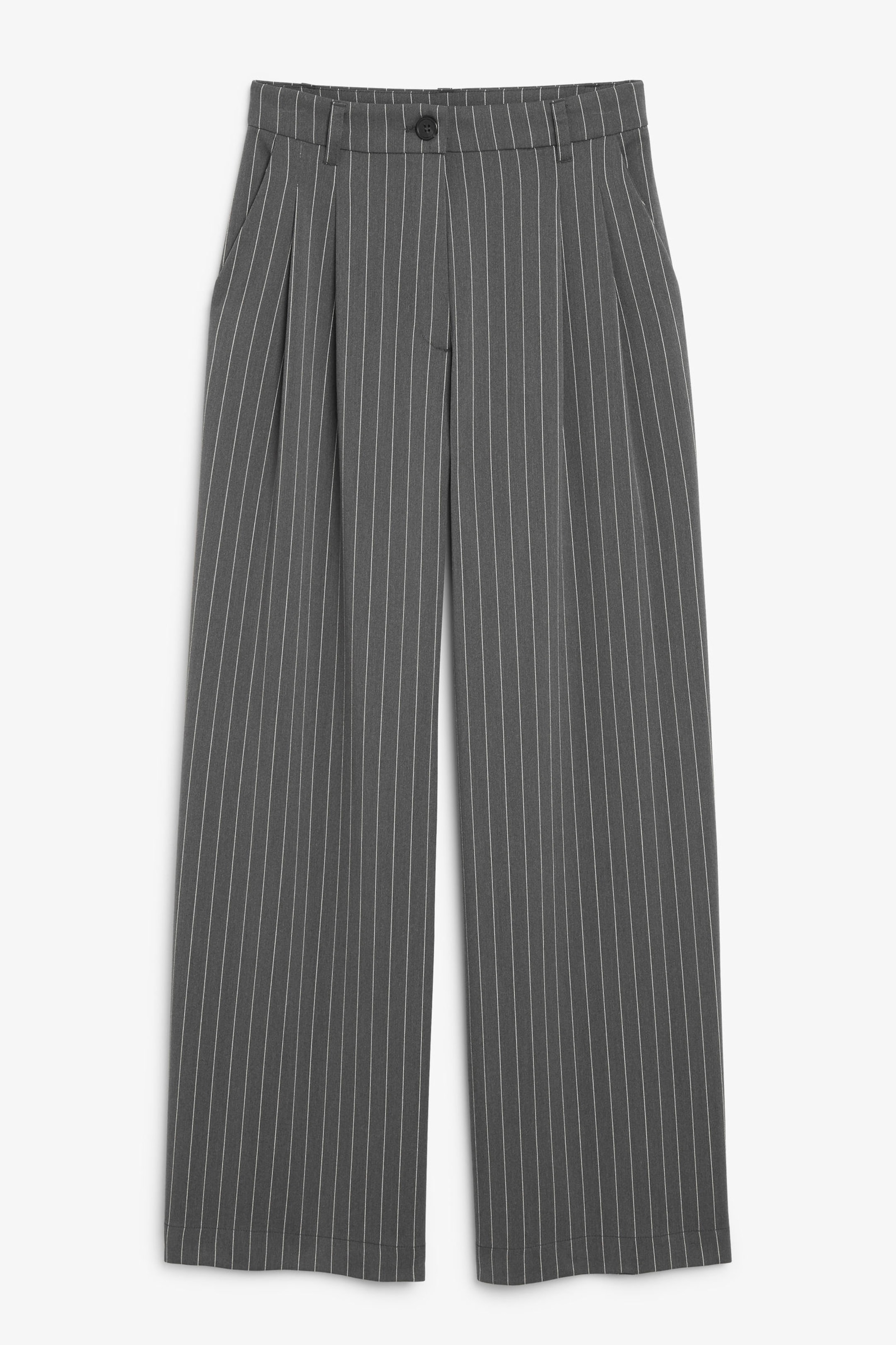 Grau/Nadelstreifen - Hose mit weitem Bein - 0