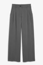 Grau/Nadelstreifen - Hose mit weitem Bein - 0