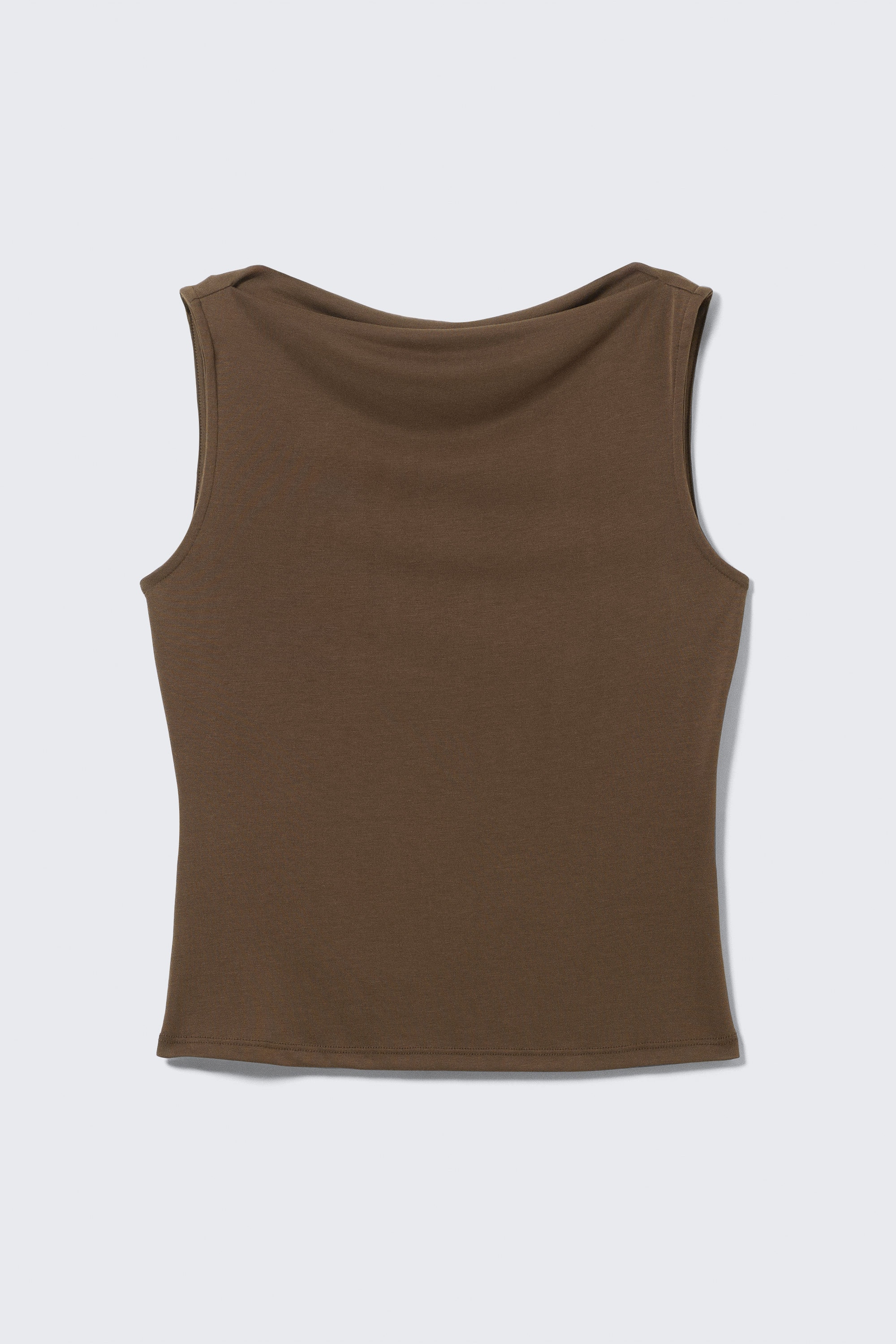 Dark Brown - Super soft sleeveless boatneck top - 1