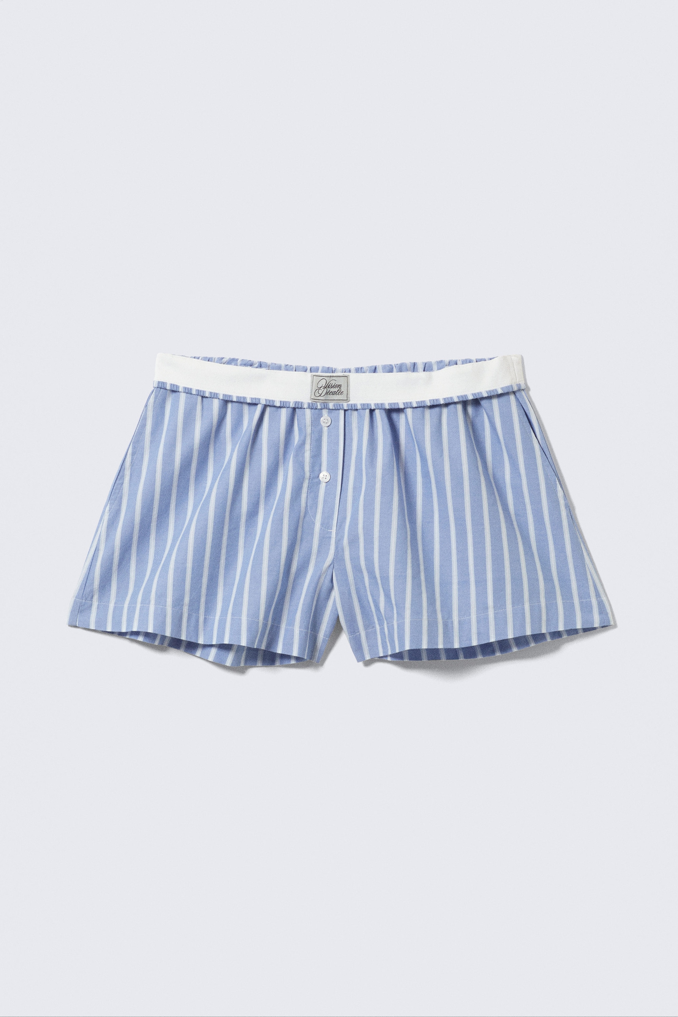 Randig Blå - Avslappnade boxershorts i bomull - 0