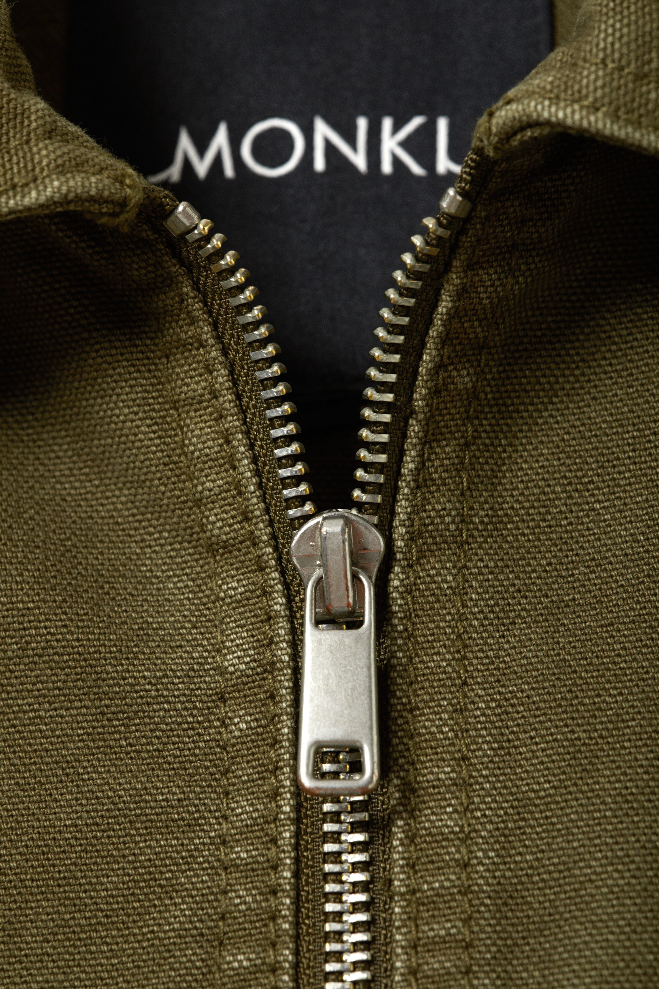 Dark Khaki Green - Two-way Zip Oxford Jacket - 2