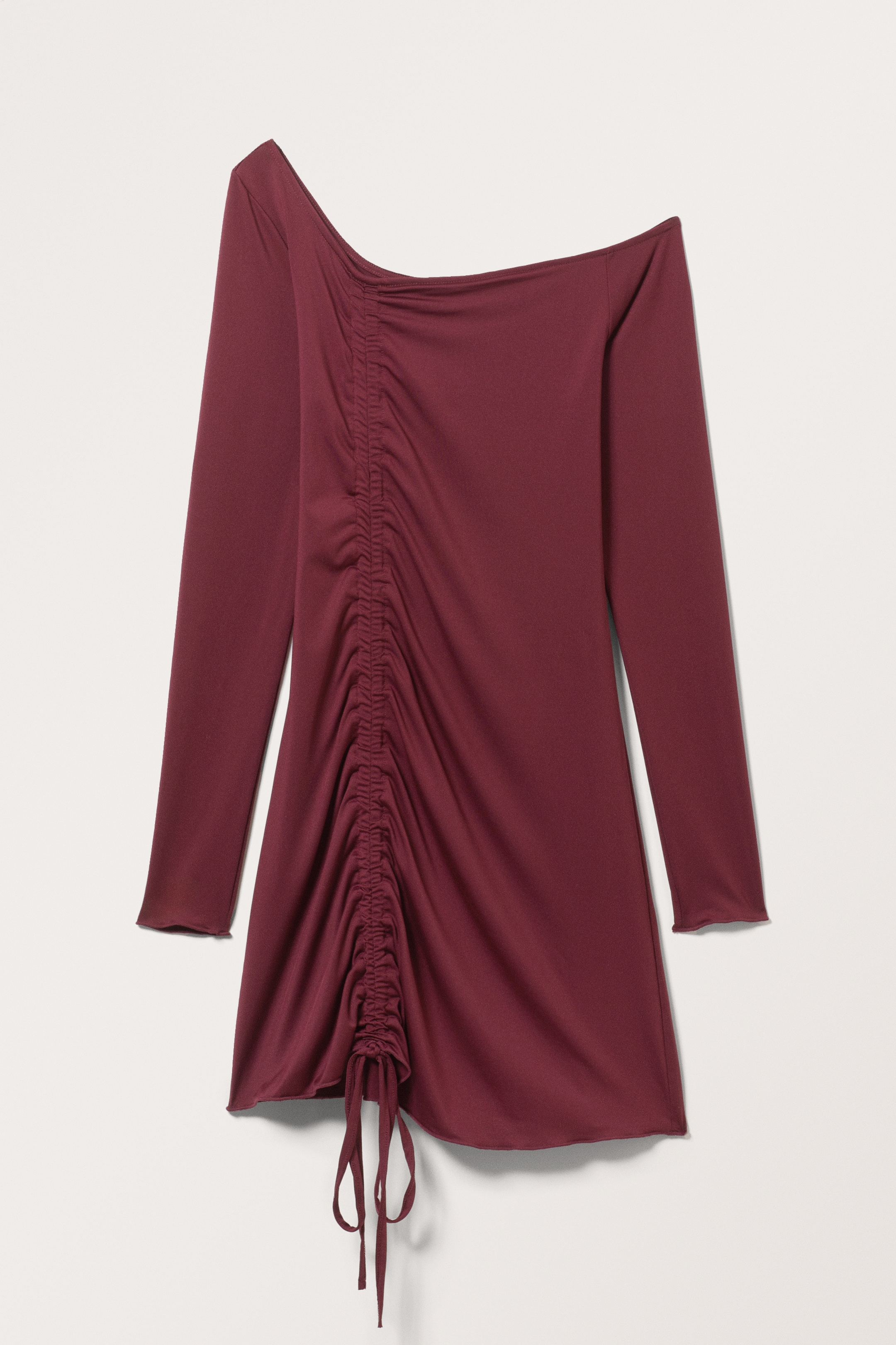 Größeres Bild ansehen: Gerafftes, schulterfreies Minikleid - Dunkelrot - Ladies | H&M DE 1
