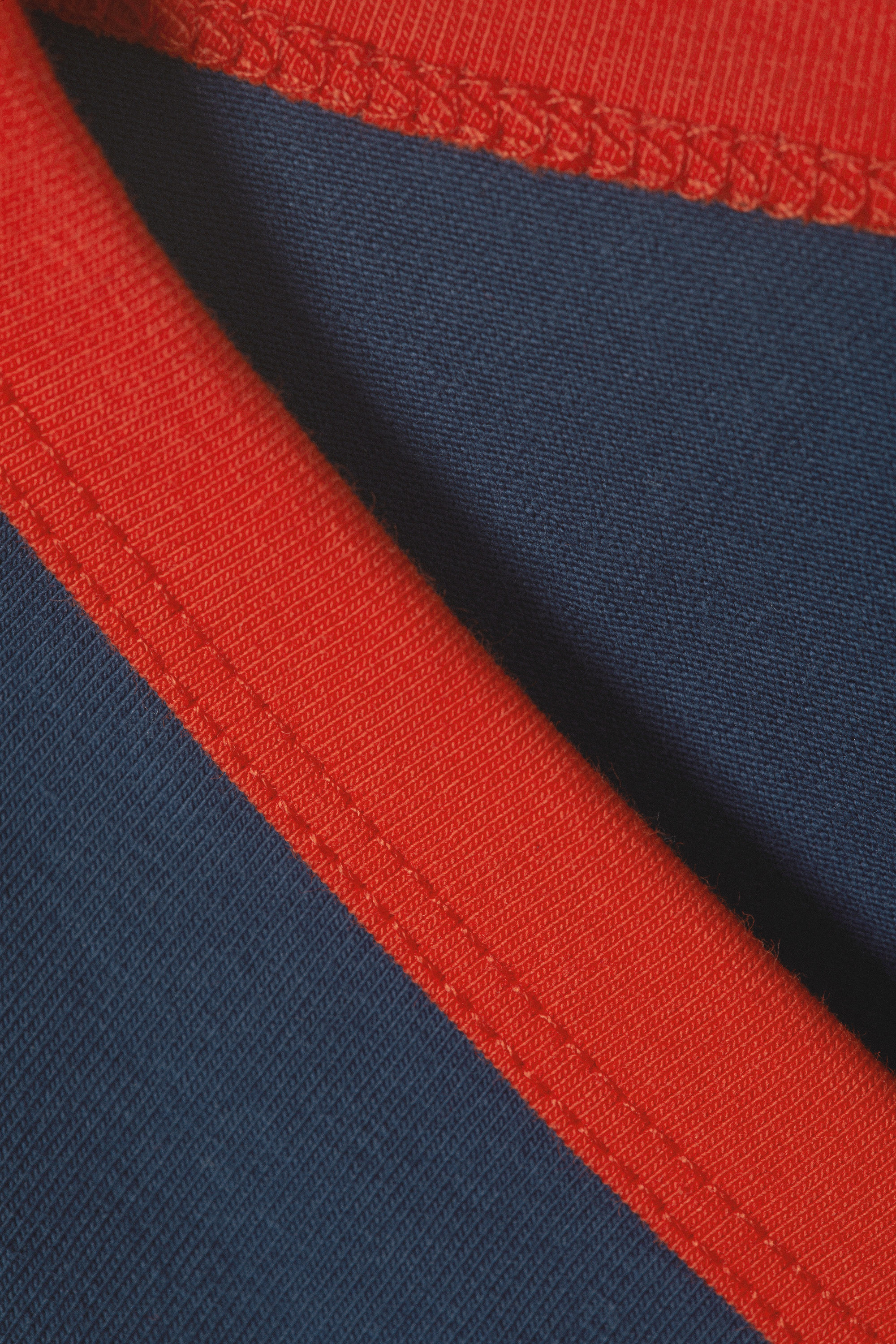 Dark Blue - Red Binding - Short-Sleeved Cowl Neck Top - 5