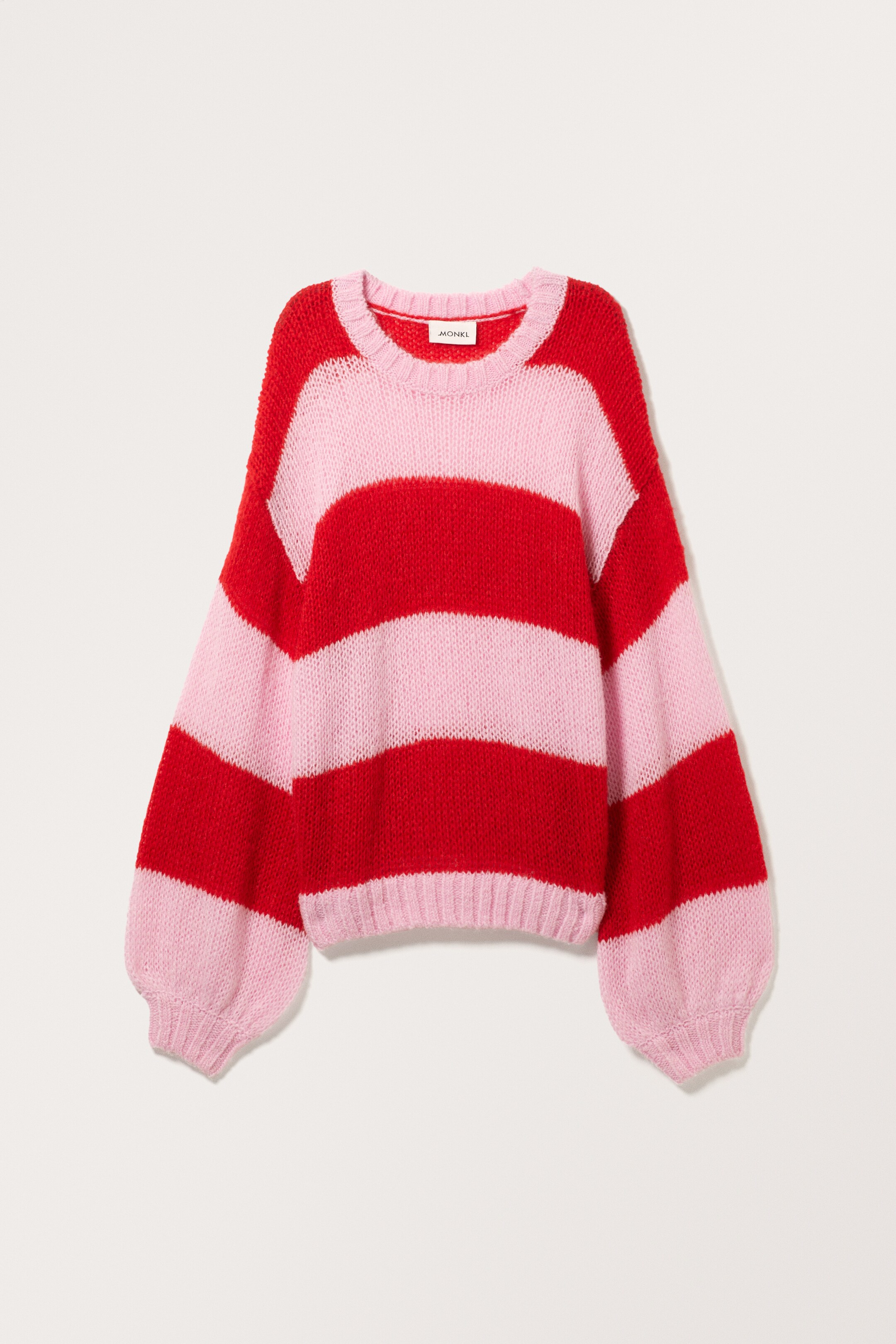 View larger image: Oversized Sheer Knitted Sweater - Red & Pink Stripe - Ladies | H&M GB 1