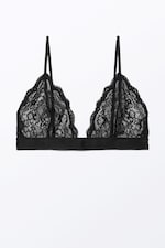 Black - Lacey Soft Lace Triangle Bra - 0