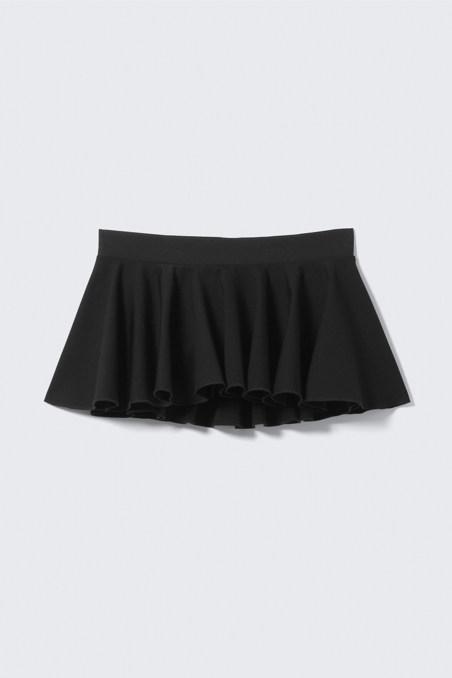 Low Rise Flared Mini Skort - Black/Yellow - Black Waistband - 2